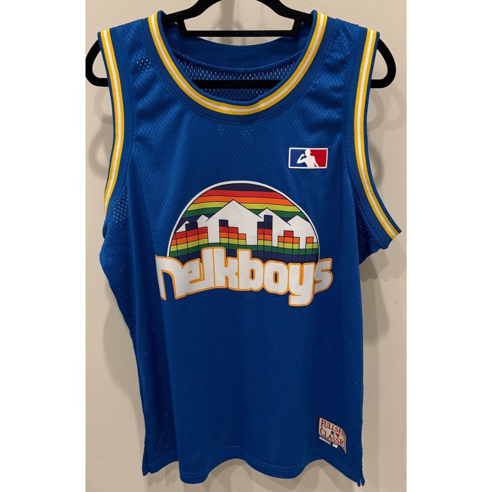 NELK BOYS FULL SEND Basketball Jersey Denver Nuggets Inspired Men's Large Blue